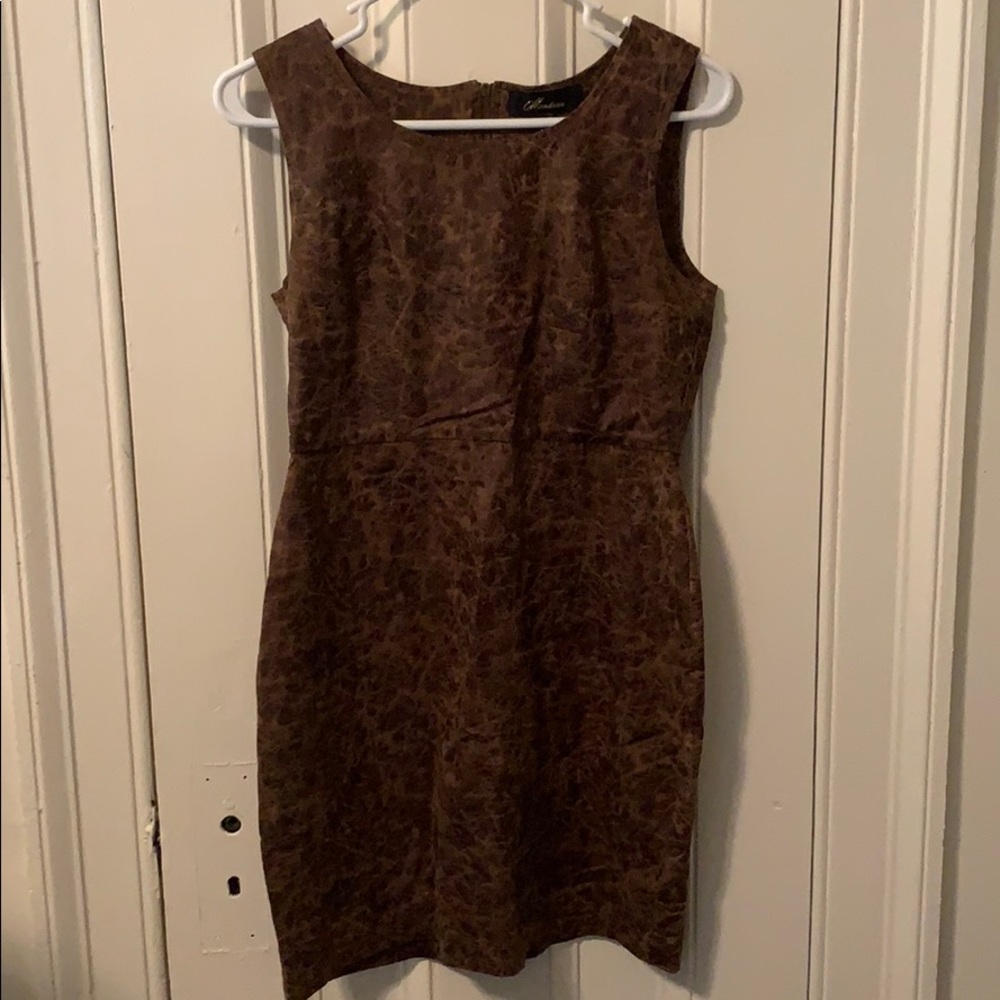 Faux Brown Leather Sheath Dress